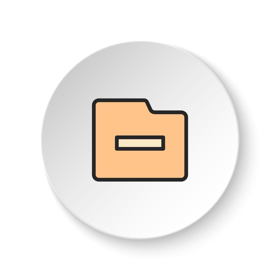 Round button for web icon, delete, folder. Button banner round, badge interface for application illustration on white background vector