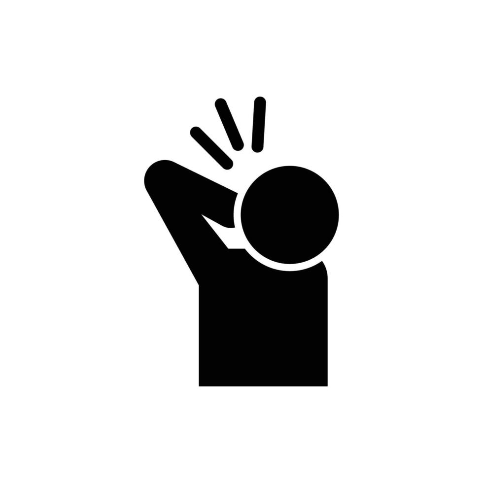 Pain in shoulder vector icon. filled flat sign for mobile concept and web design. Body muscle painful area glyph icon. Symbol, logo illustration. Pixel perfect vector graphics.