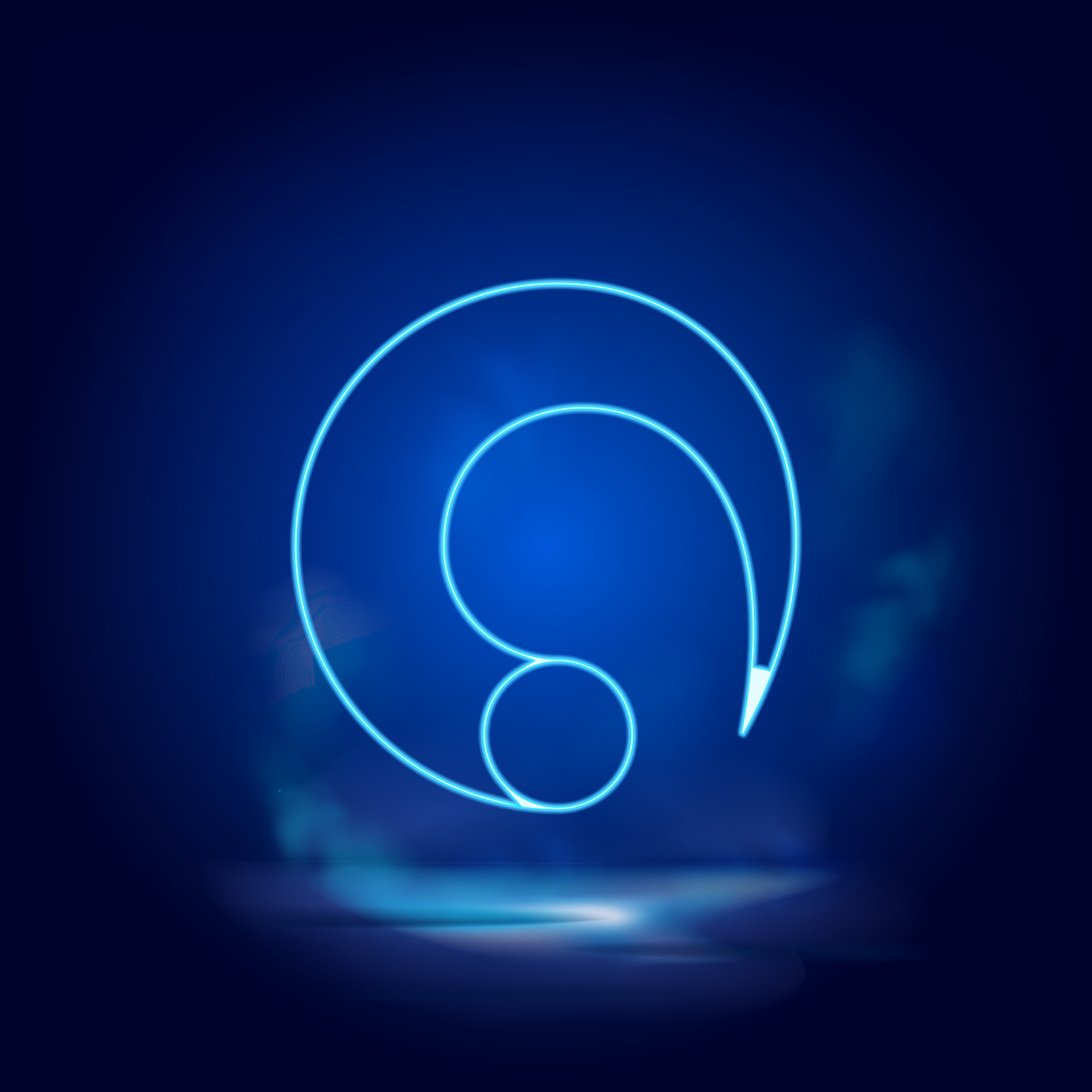 Zen symbol neon icon. Blue smoke effect blue background 21551417 Vector
