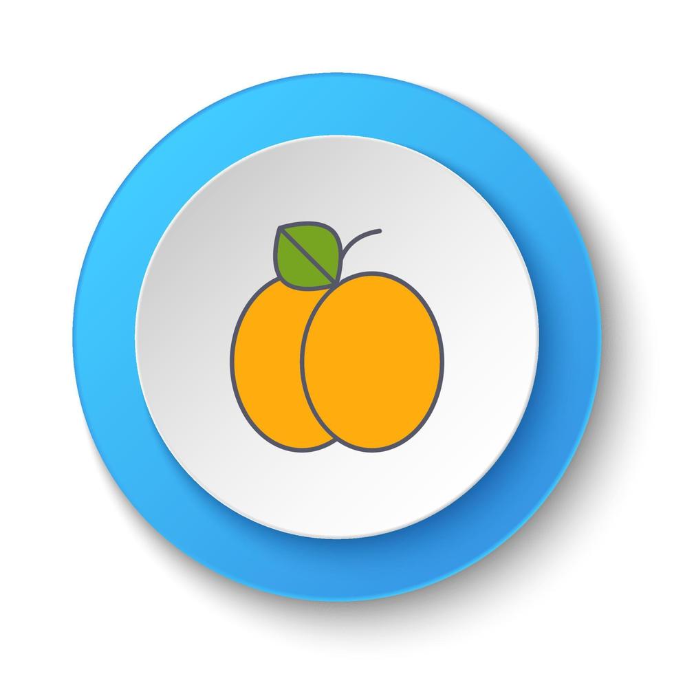 Round button for web icon, apricot. Button banner round, badge interface for application illustration on white background vector