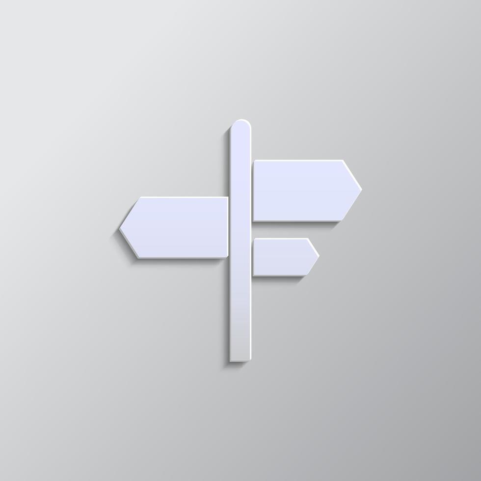 arrows, sign, road paper style icon. Grey color vector background- Paper style vector icon.