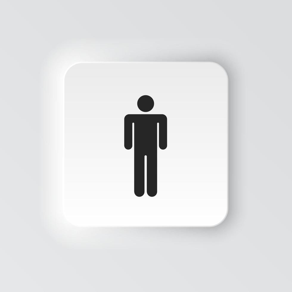 Rectangle button icon Man. Button banner Rectangle badge interface for application illustration on neomorphic style on white background vector