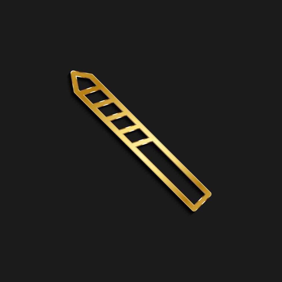 bit, drill, metal gold icon. Vector illustration of golden dark background .