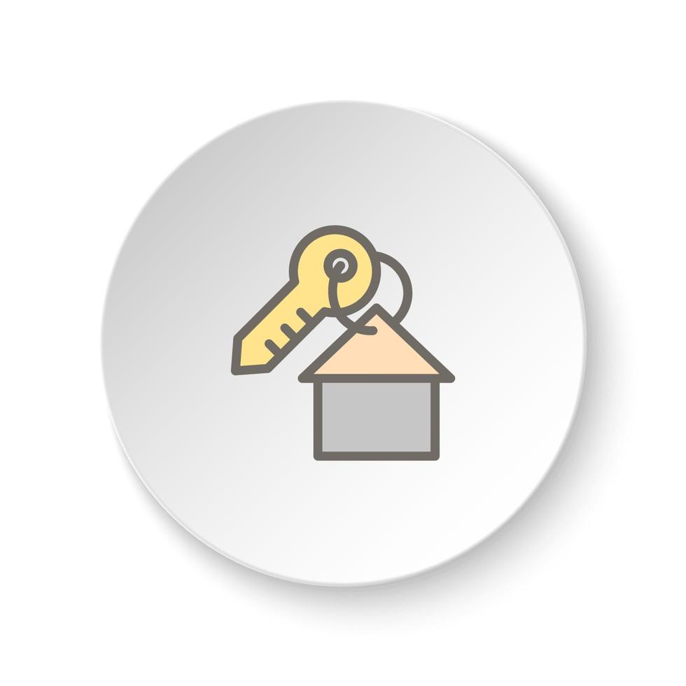 Round button for web icon, house, key. Button banner round, badge interface for application illustration on white background vector