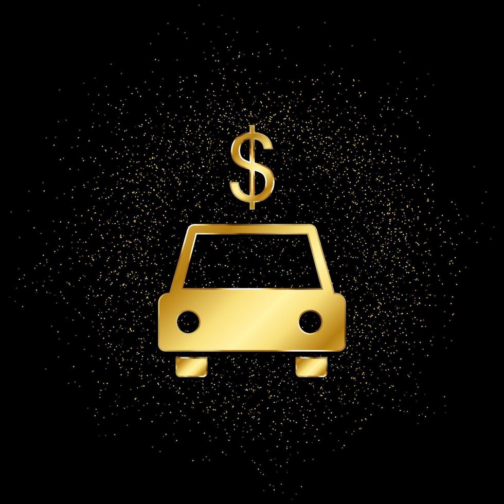 Car, dollar gold, icon. Vector illustration of golden particle on gold vector background