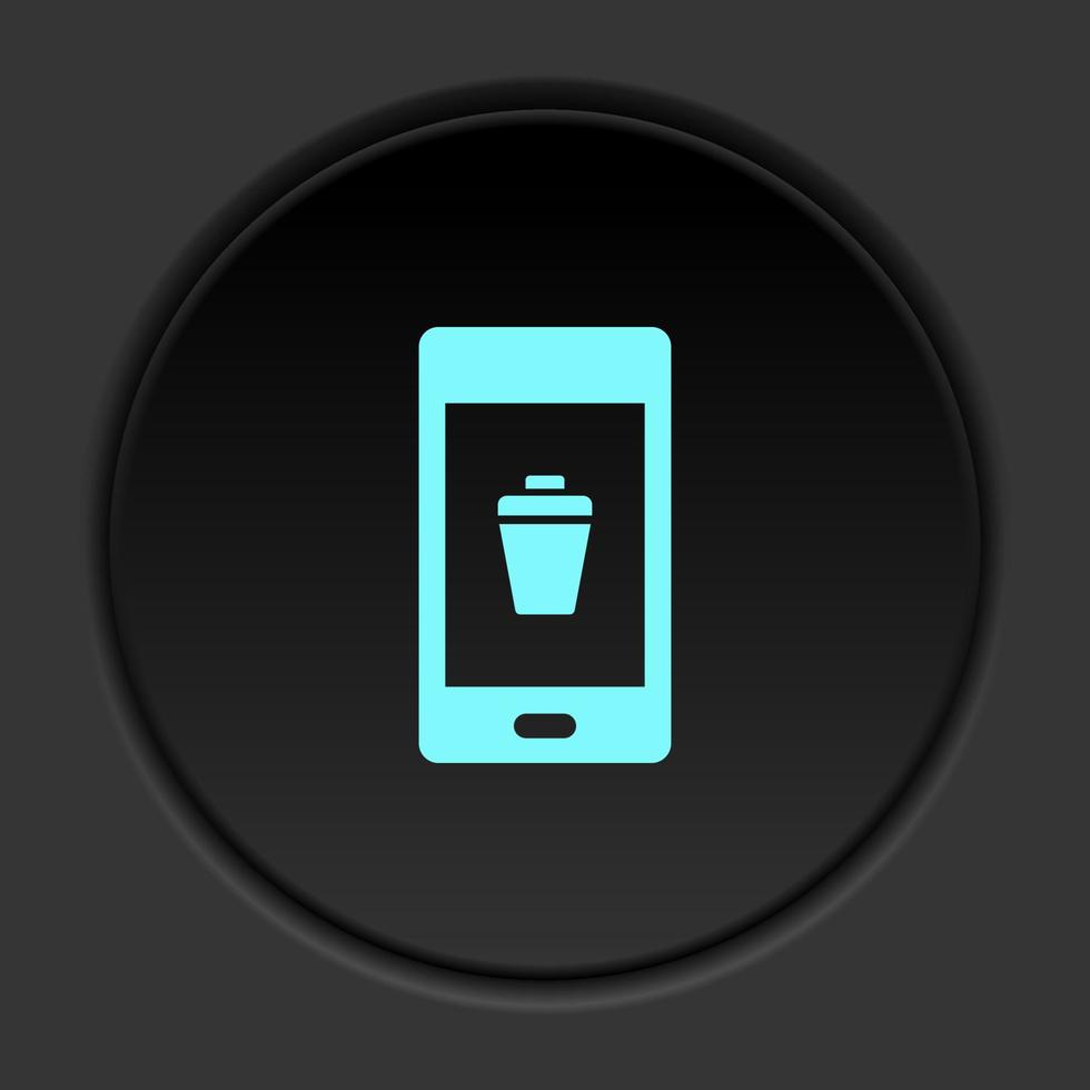 Dark button icon phone close delete. Button banner round badge interface for application illustration on darken background vector