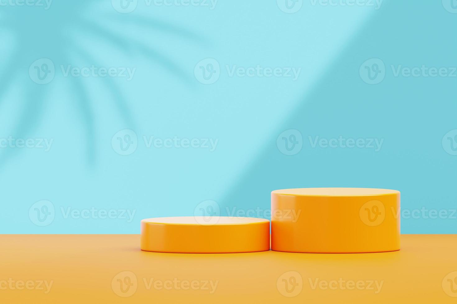 Summer podium sale with coconut tree shadow tropical sunlight pedestal product display nature platform for presentation mockup 3d background photo