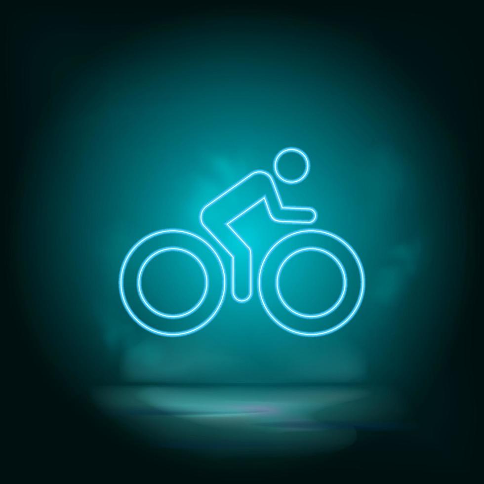 Bike, man blue neon vector icon. Simple element illustration from map and navigation concept. Bike, man blue neon vector icon. Real estate concept vector illustration. on white background