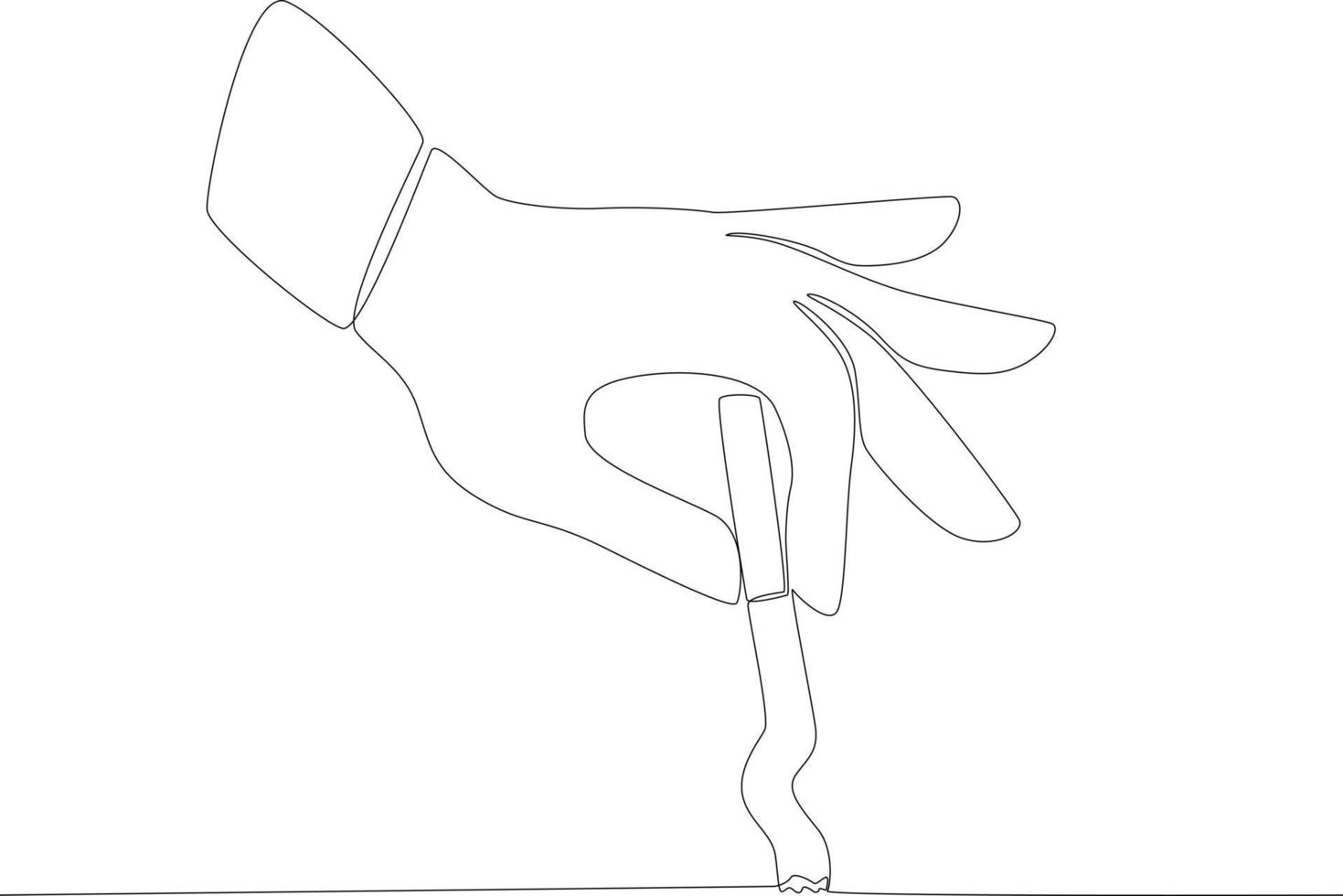 A man's hand puts out his cigarette flame vector