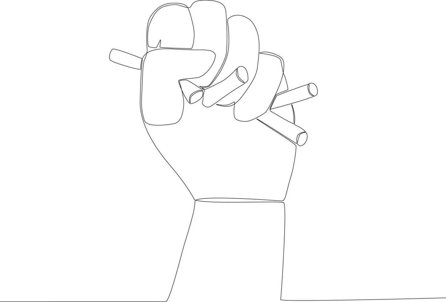 A hand crushes cigarette to maintain health vector