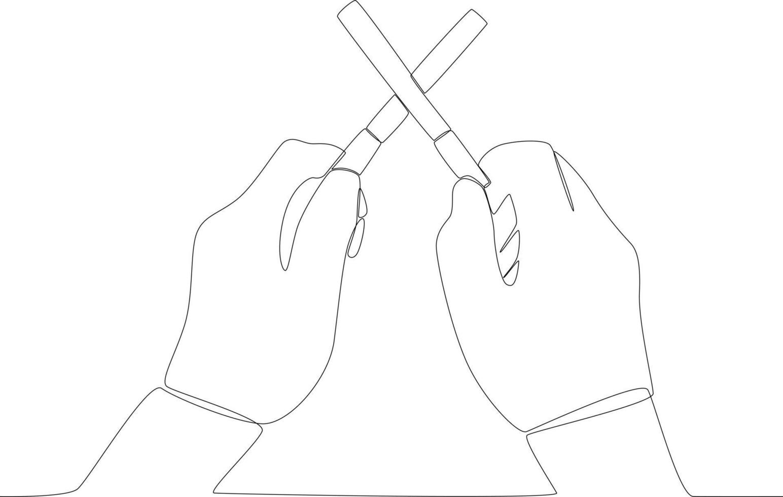 A hand giving a prohibition sign of 2 cigarettes vector