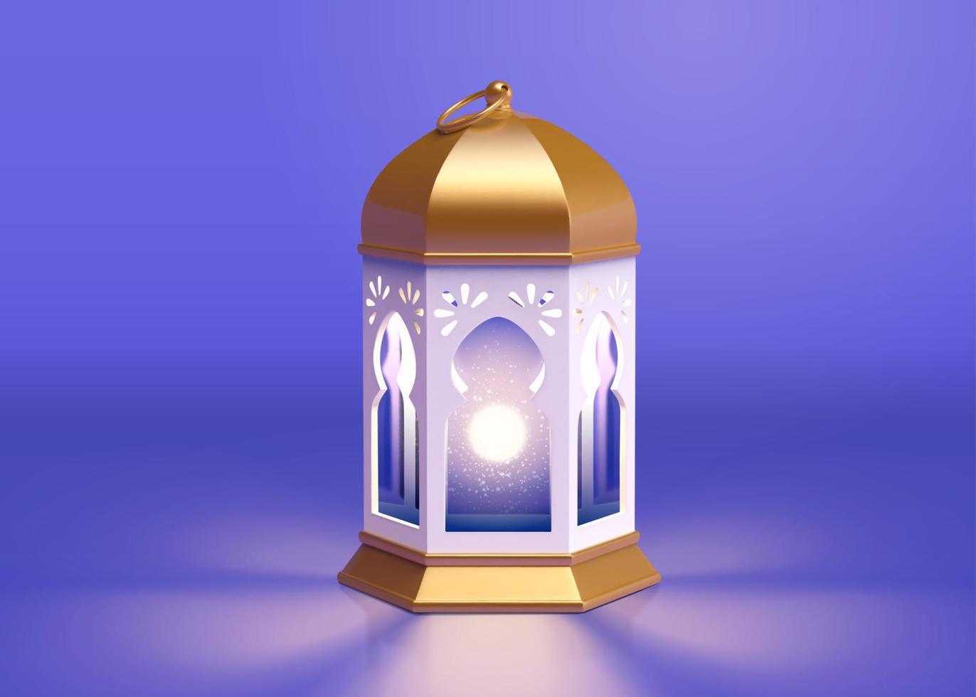 3d illustration of metal fanoos, fanous or Ramadan lantern. Religion element for Islamic holidays. vector