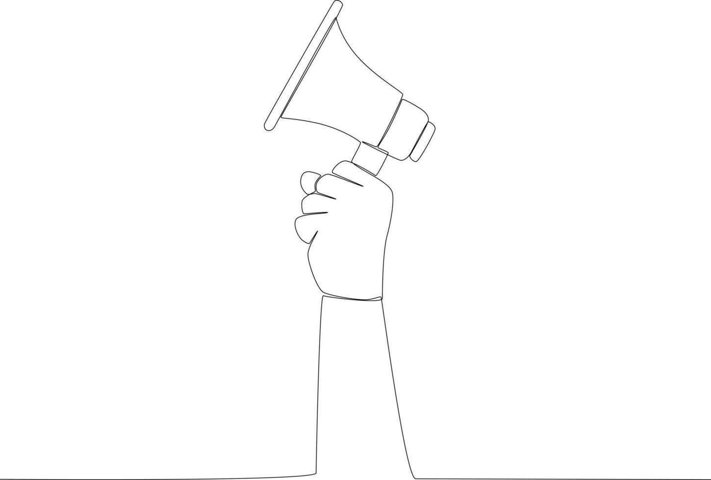 A left hand holding megaphone up vector