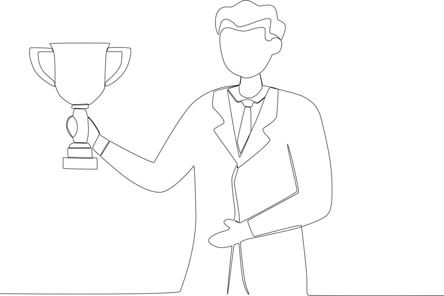 A man holds a beautiful trophy in his hand vector