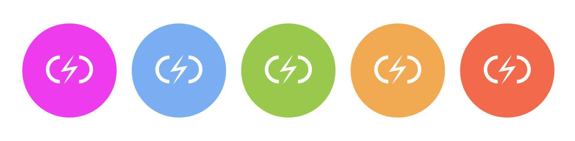 Multi colored icon charge flash. Button banner round badge interface for application illustration on white background vector