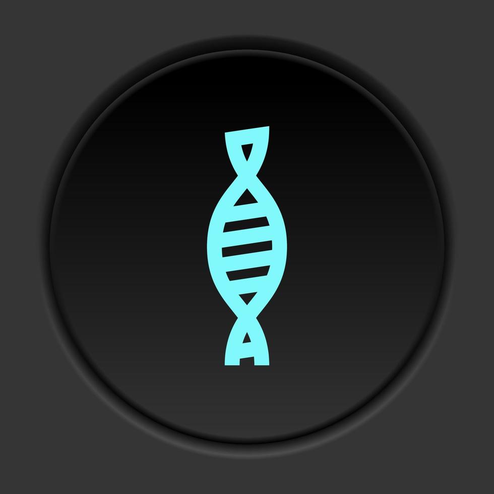Dark button icon Dna. Button banner round badge interface for application illustration on darken background vector