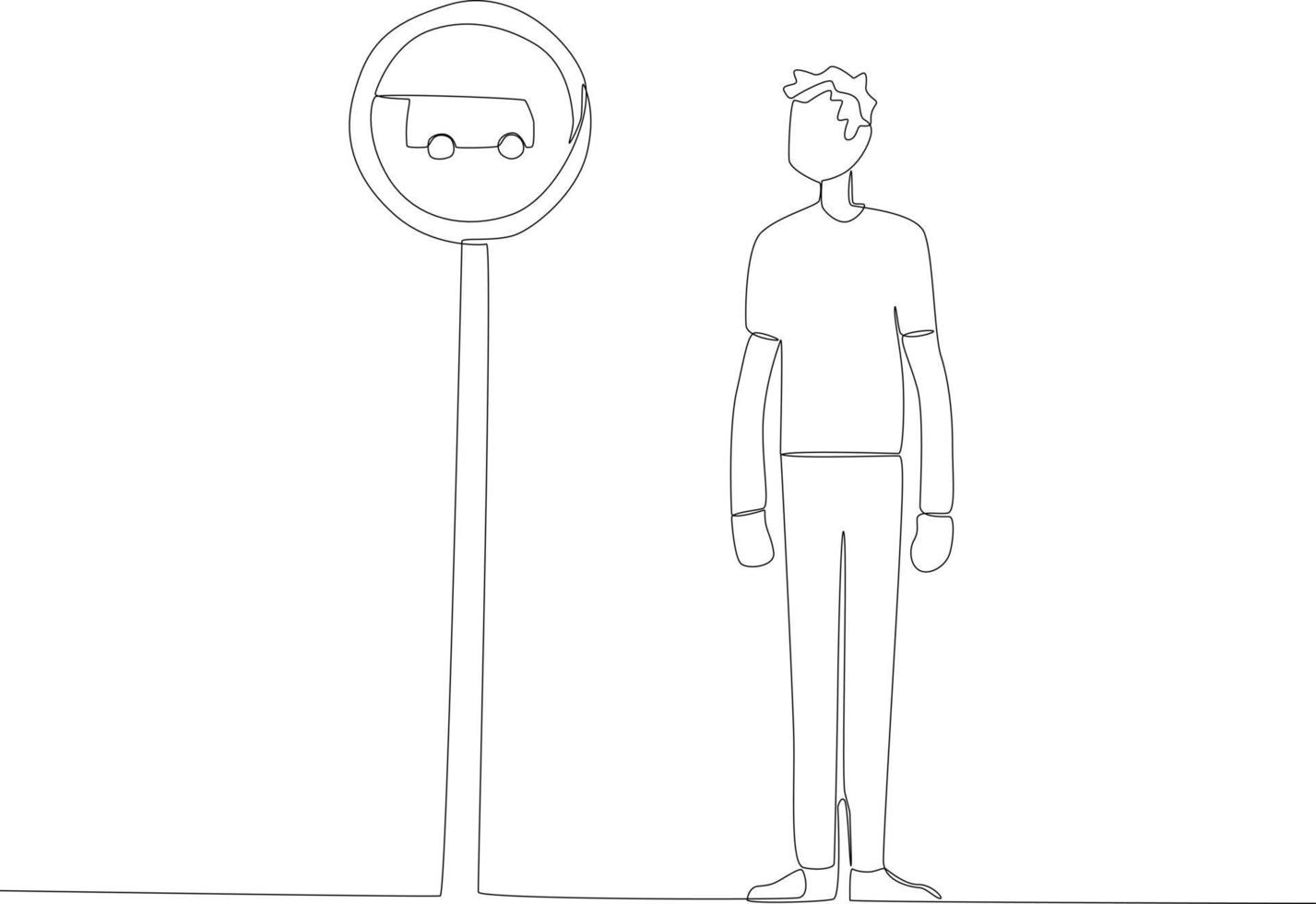 A tall man stood waiting for the bus vector