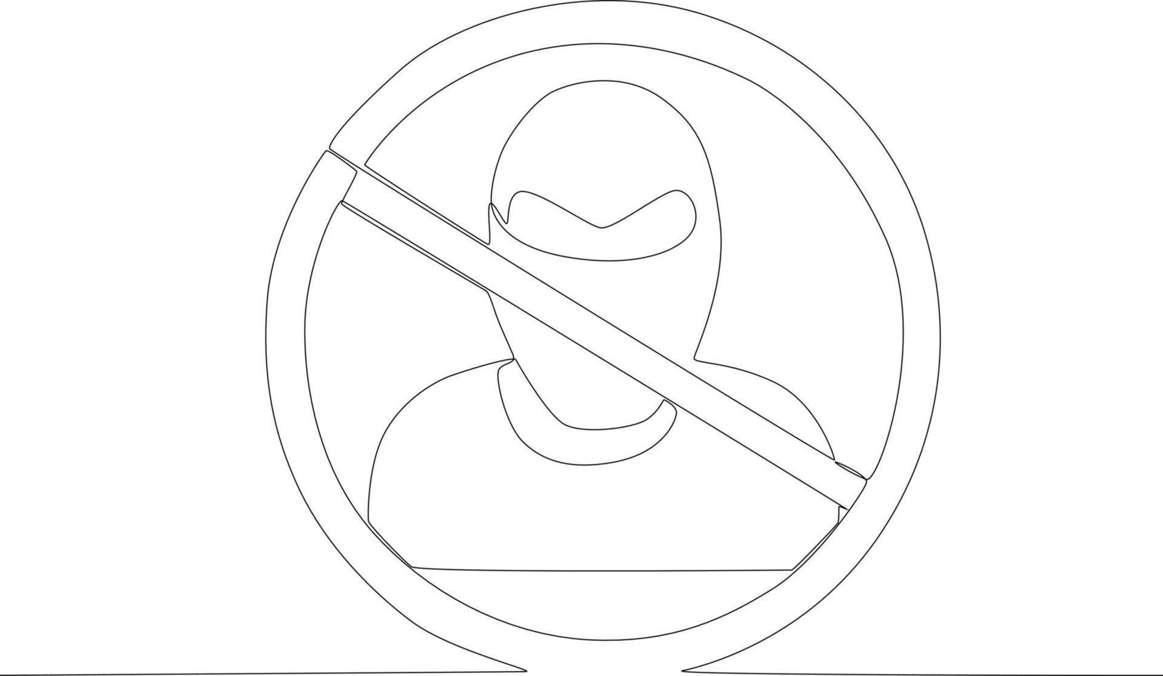 Illustration of prohibition resembling a terrorist. vector