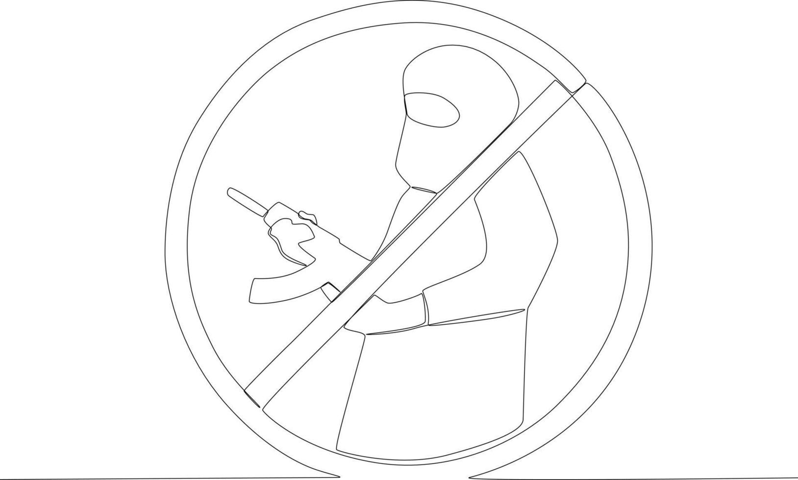 A sign of the use of terrorist clothing and pistols. vector