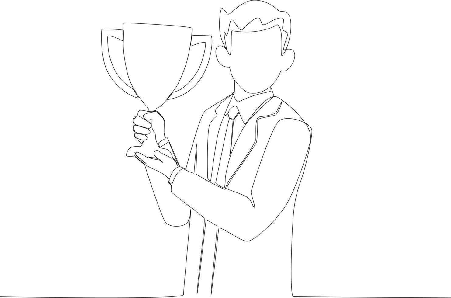 A businessman holding trophy in both hands vector