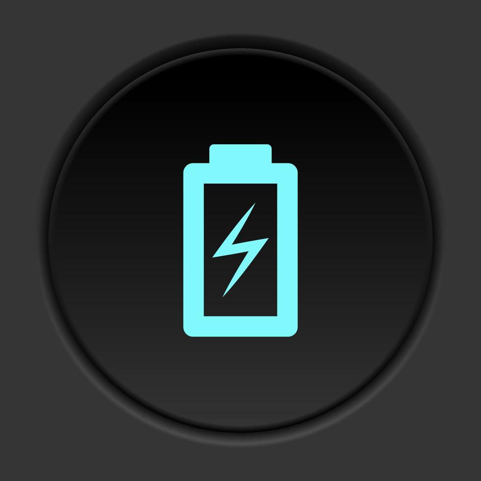 Dark button icon charge battery. Button banner round badge interface for application illustration on darken background vector