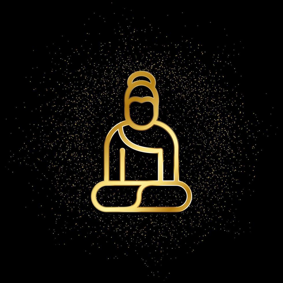 Buddha gold icon. Vector illustration of golden particle background.. Spiritual concept vector illustration .