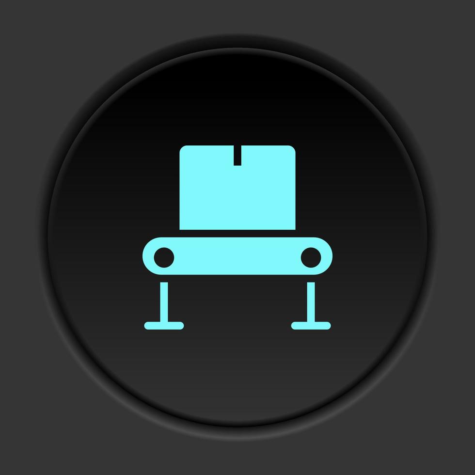 Dark button icon Mass production conveyor. Button banner round badge interface for application illustration on darken background vector