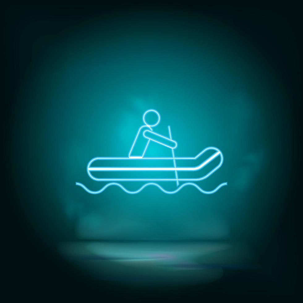 Rafting, man blue neon vector icon. Simple element illustration from map and navigation concept. Rafting, man blue neon vector icon. Real estate concept vector illustration. on white background