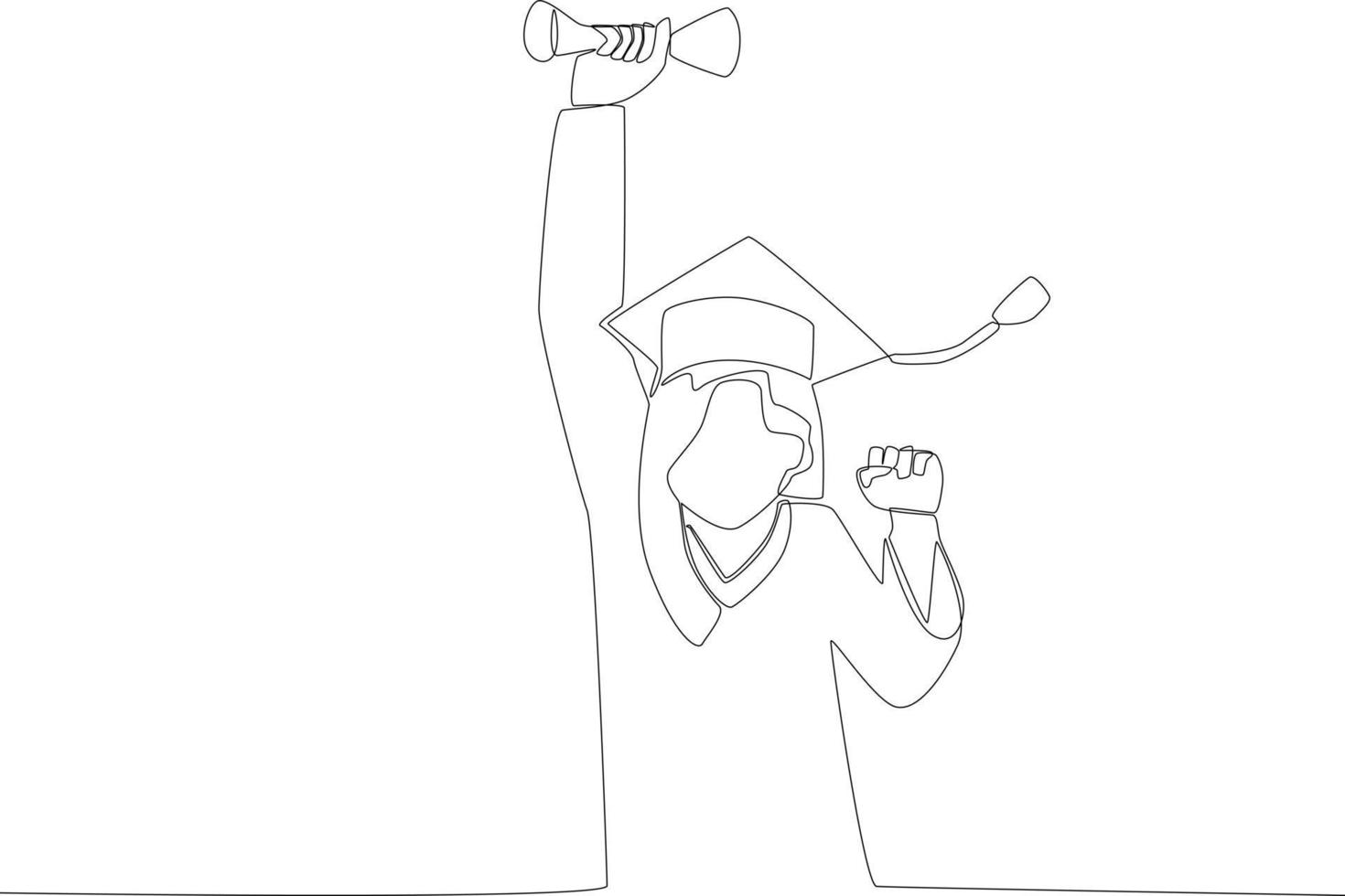 A student held up a certificate while clenching one fist vector