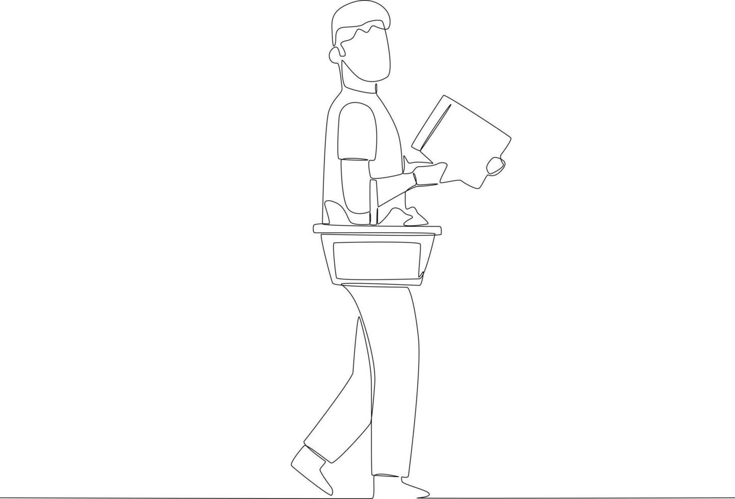 un hombre participación un cesta y un compras lista vector