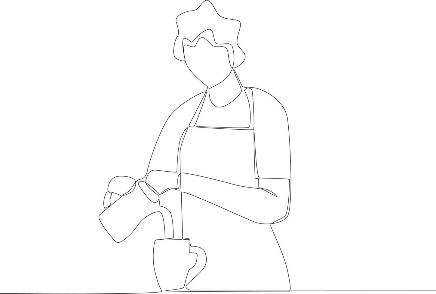A barista brewing coffee vector