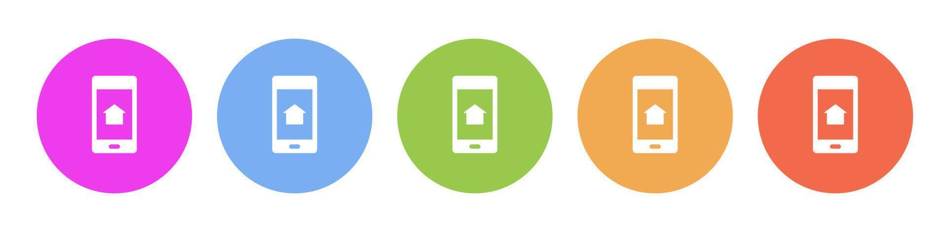 Multi colored icon phone home. Button banner round badge interface for application illustration on white background vector