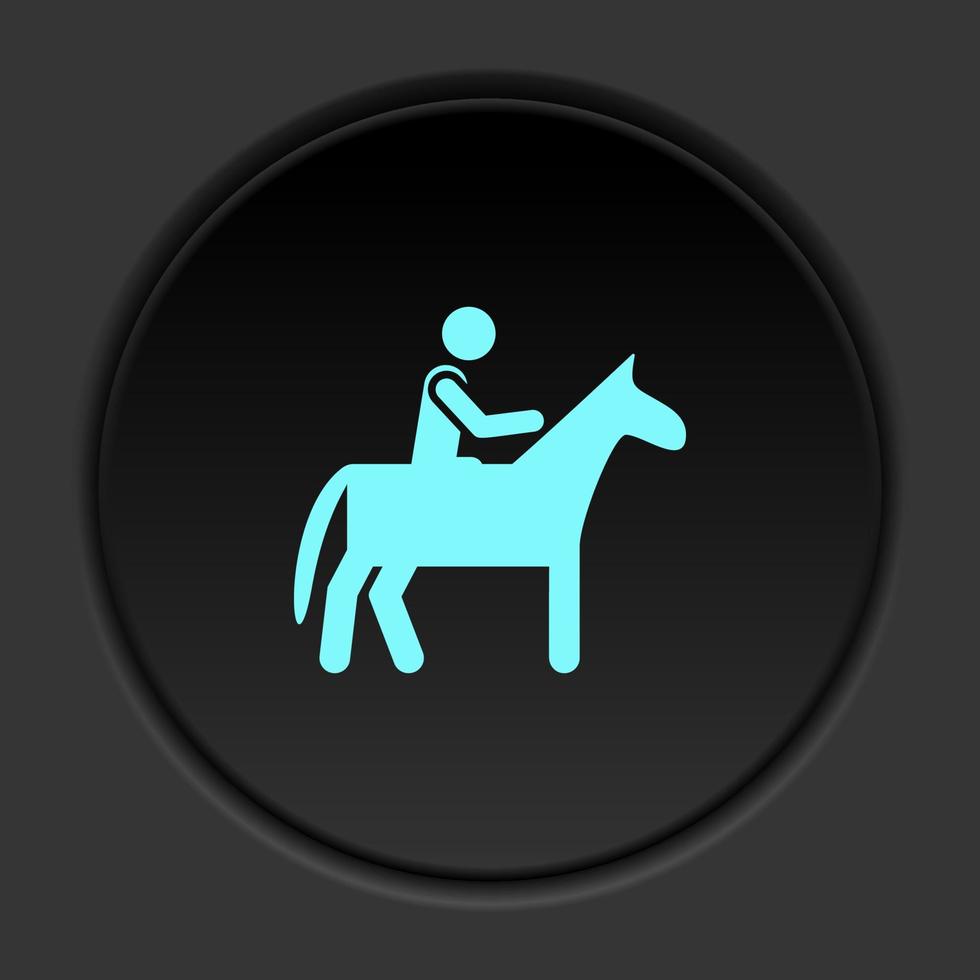 redondo botón icono caballo hombre. botón bandera redondo Insignia interfaz para solicitud ilustración en oscuro antecedentes vector