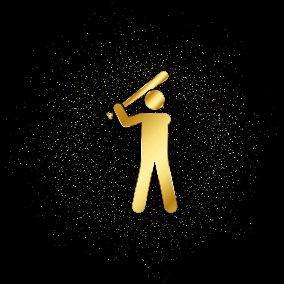 Baseball gold, icon. Vector illustration of golden particle on gold vector background