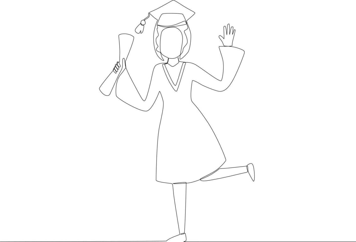 A woman a wears beautiful gawn on her graduation day vector