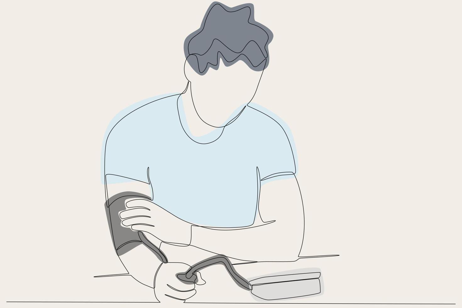 A color illustration of a man checking blood pressure vector