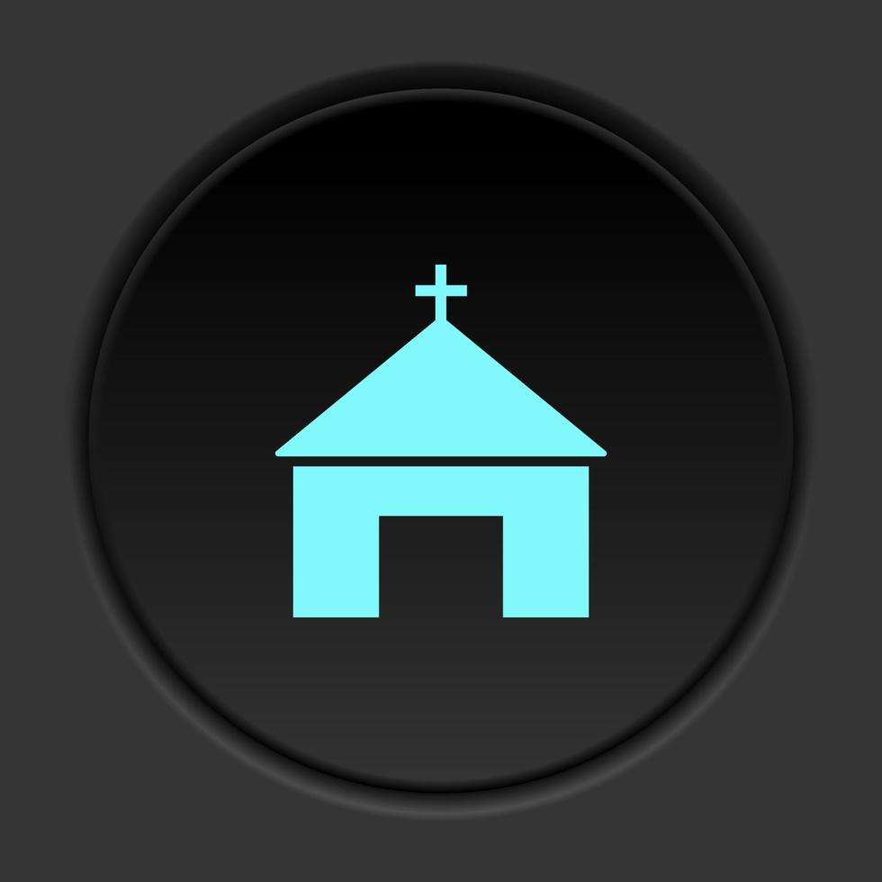 redondo botón icono iglesia. botón bandera redondo Insignia interfaz para solicitud ilustración en oscuro antecedentes vector