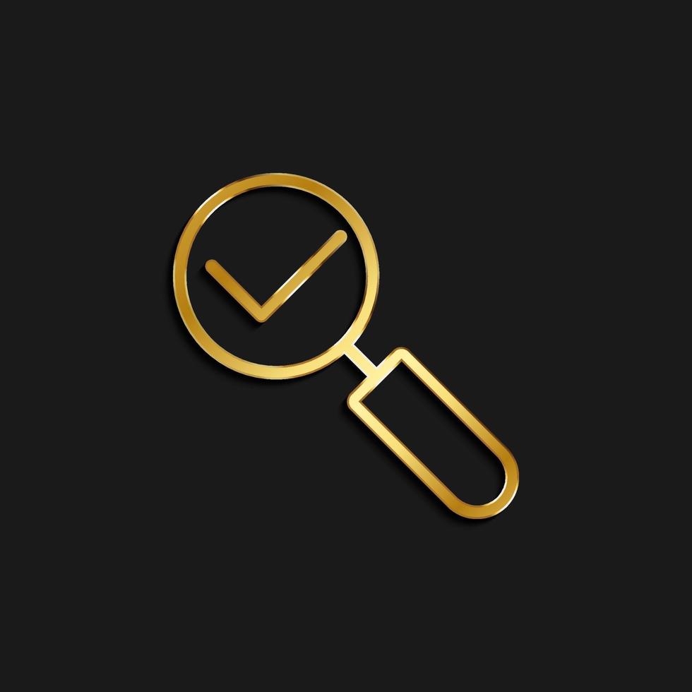 select, zoom gold icon. Vector illustration of golden dark background .