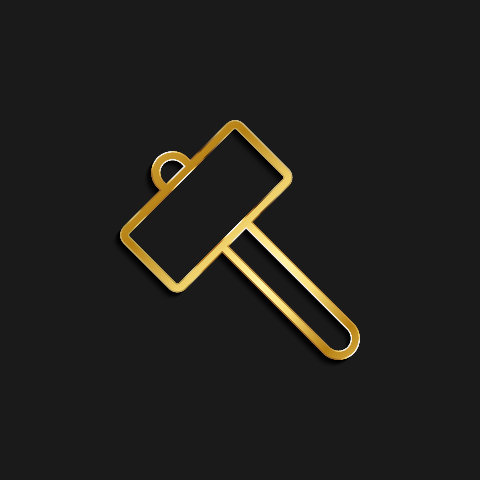 hammer gold icon. Vector illustration of golden dark background
