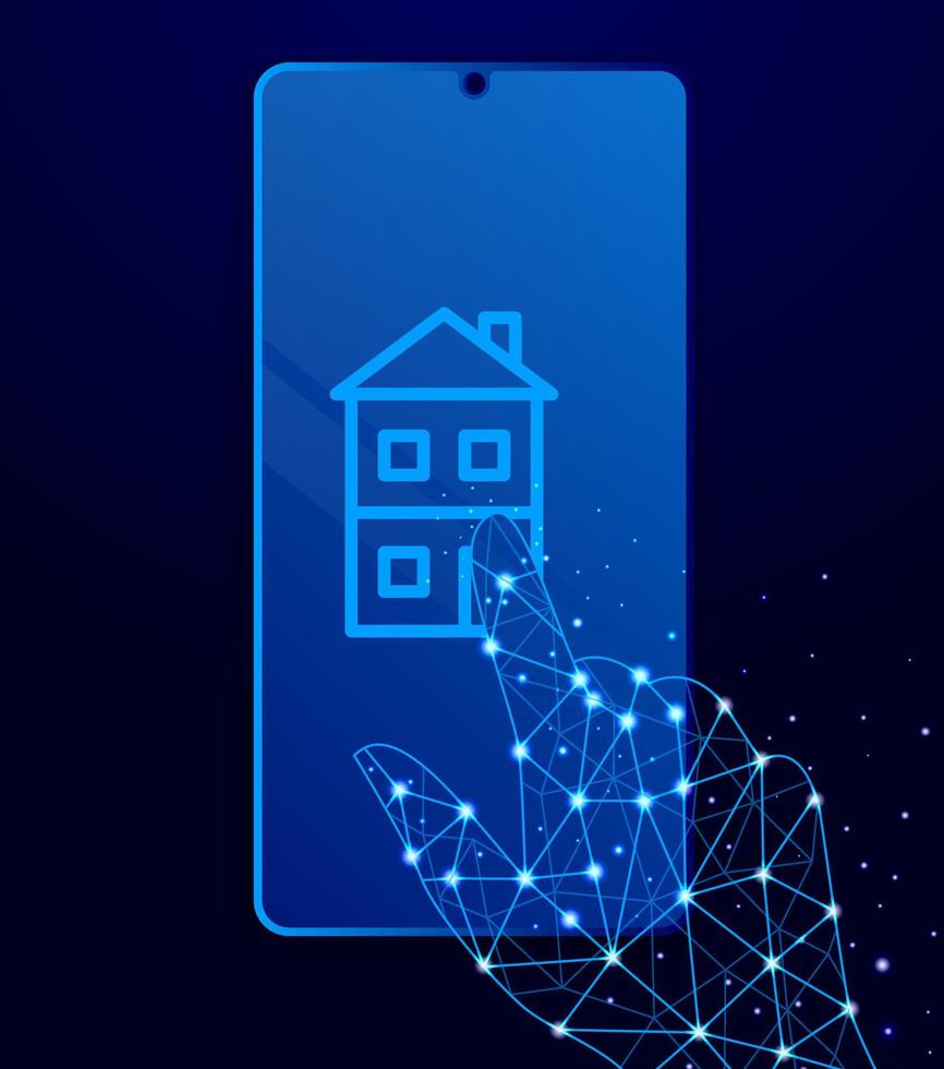 building, house, terrace vector icon. Polygon style touch phone vector illustration