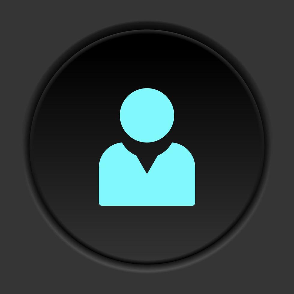Round button icon, avatar, user. Button banner round, badge interface for application illustration on dark background vector