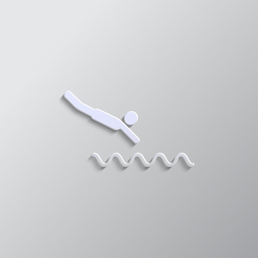 Swimming jump paper style, icon. Grey color vector background- Paper style vector icon.
