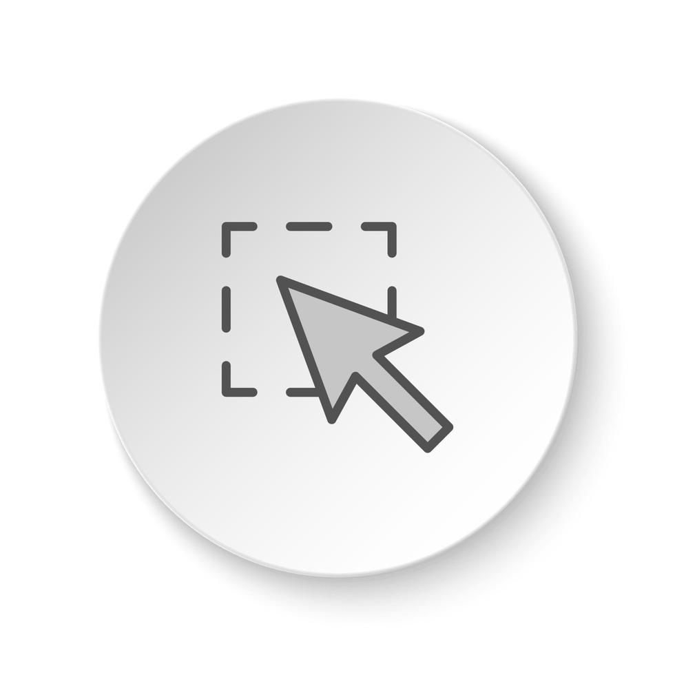 redondo botón para web icono, cursor, seleccionar. botón bandera redondo, Insignia interfaz para solicitud ilustración en blanco antecedentes vector