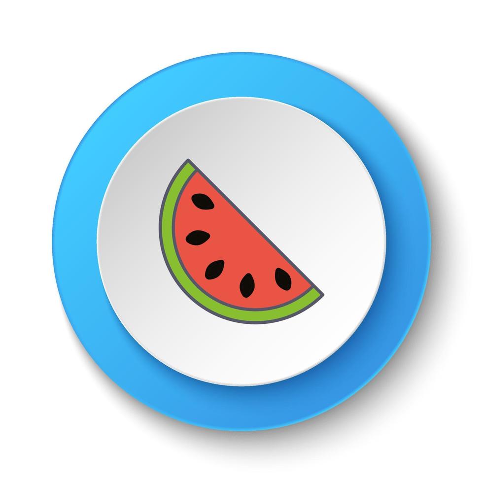 Round button for web icon, watermelon. Button banner round, badge interface for application illustration on white background vector