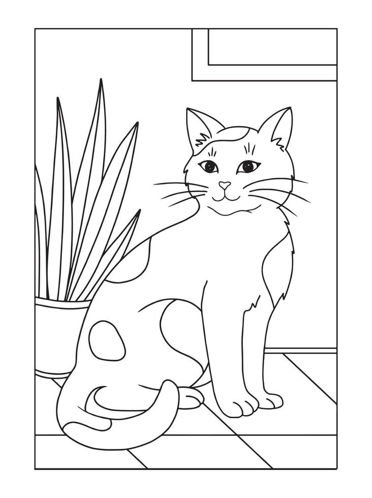 Line art of a cat. Used for coloring book and coloring pages vector