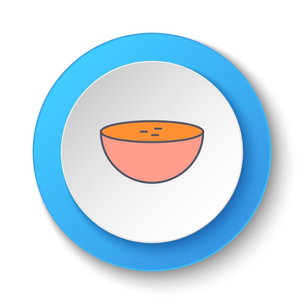 Round button for web icon, hot soup. Button banner round, badge interface for application illustration on white background vector