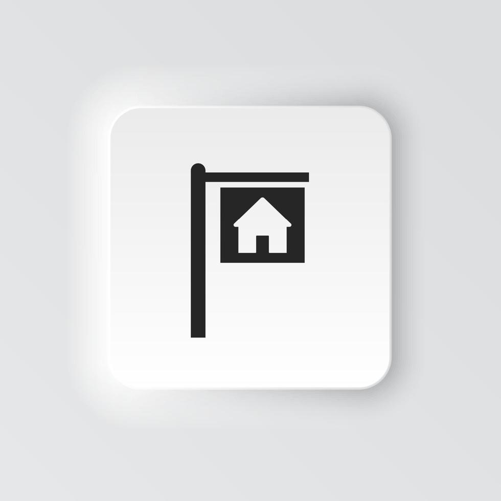 Rectangle button icon House for rent. Button banner Rectangle badge interface for application illustration on neomorphic style on white background vector