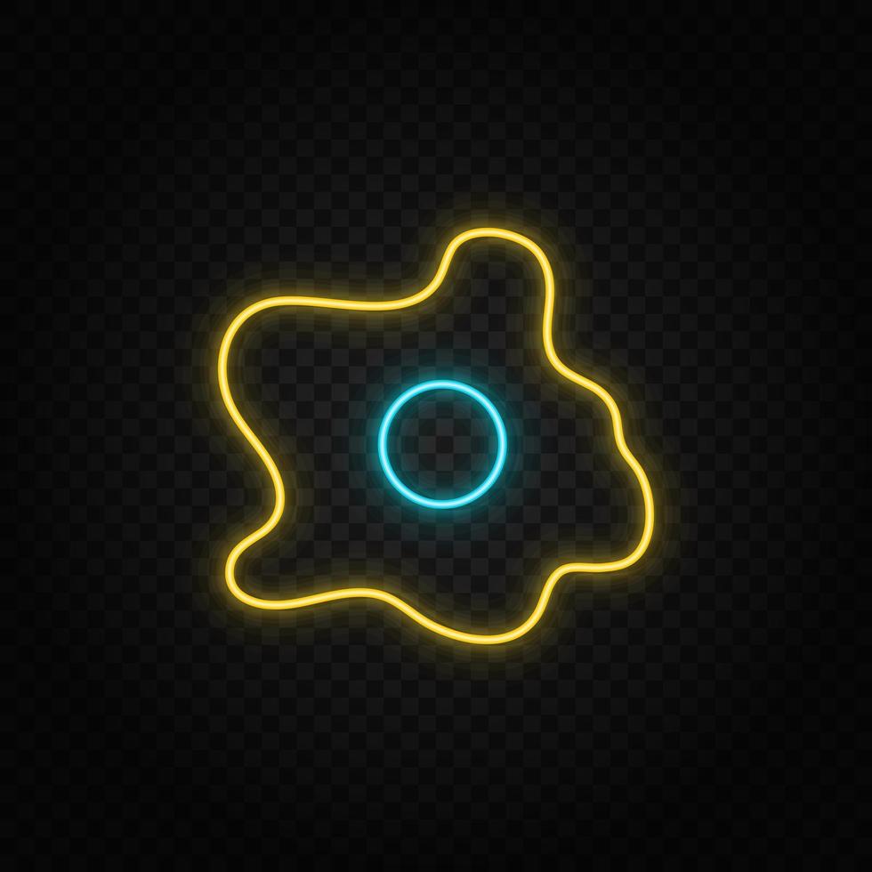 egg, omelets neon icon. Blue and yellow neon vector icon. Transparent background