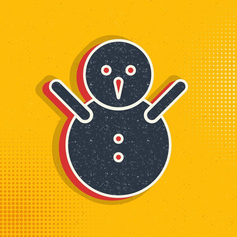 Snowman white silhouette illustration. Vector pop art style vector icon