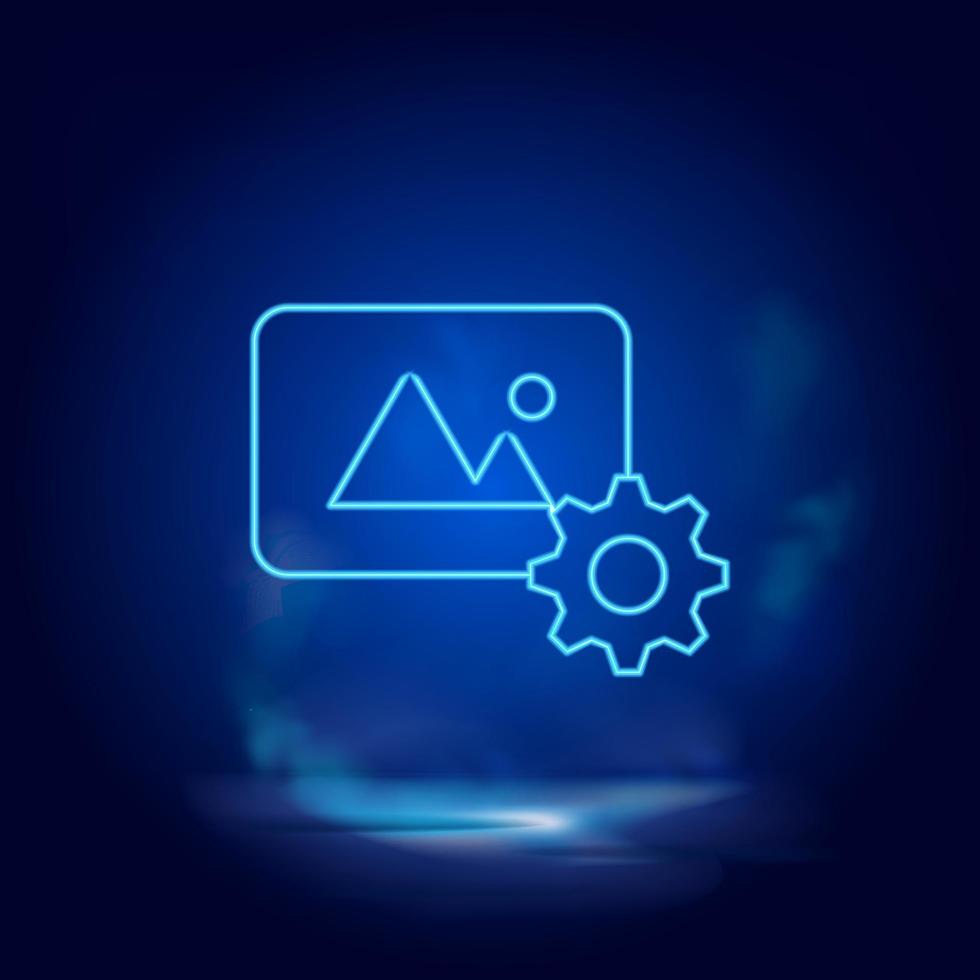 Smoke effect neon style vector icons, photo, setting neon icon